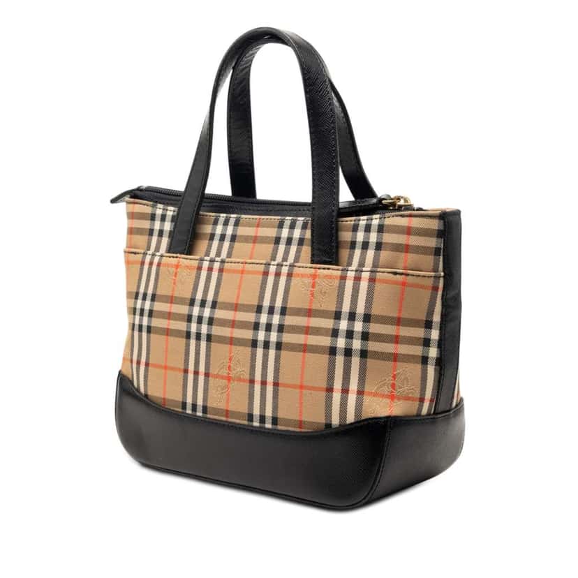 Burberry Haymarket Check Canvas Handbag Beige Canvas Very good condition - Back View