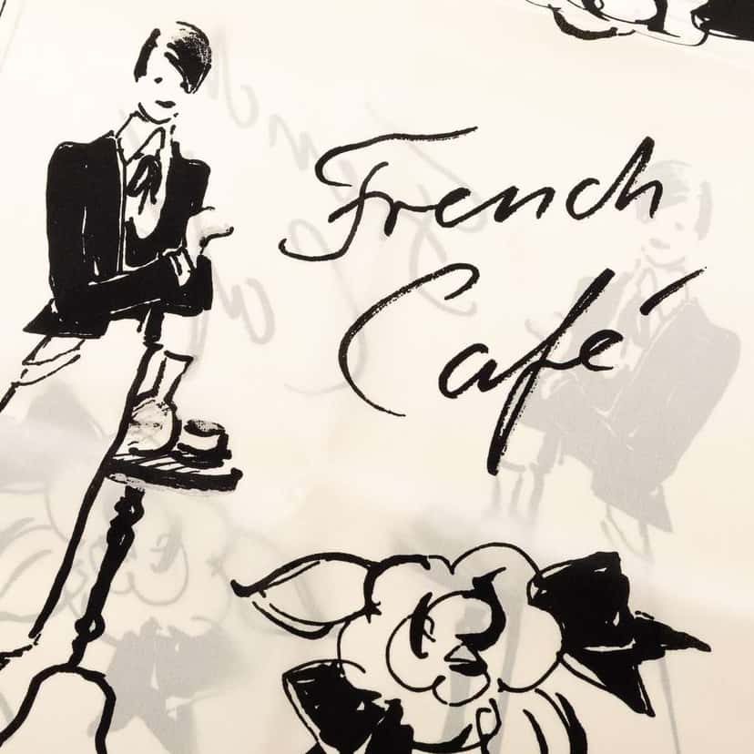 Chanel CC French Cafe Silk Scarf White Silk Very good condition - Box View