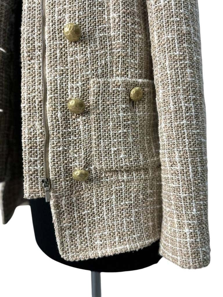 Chanel Classic Tweed Jacket with Pearl Buttons Beige Pearl Very good condition - Box View