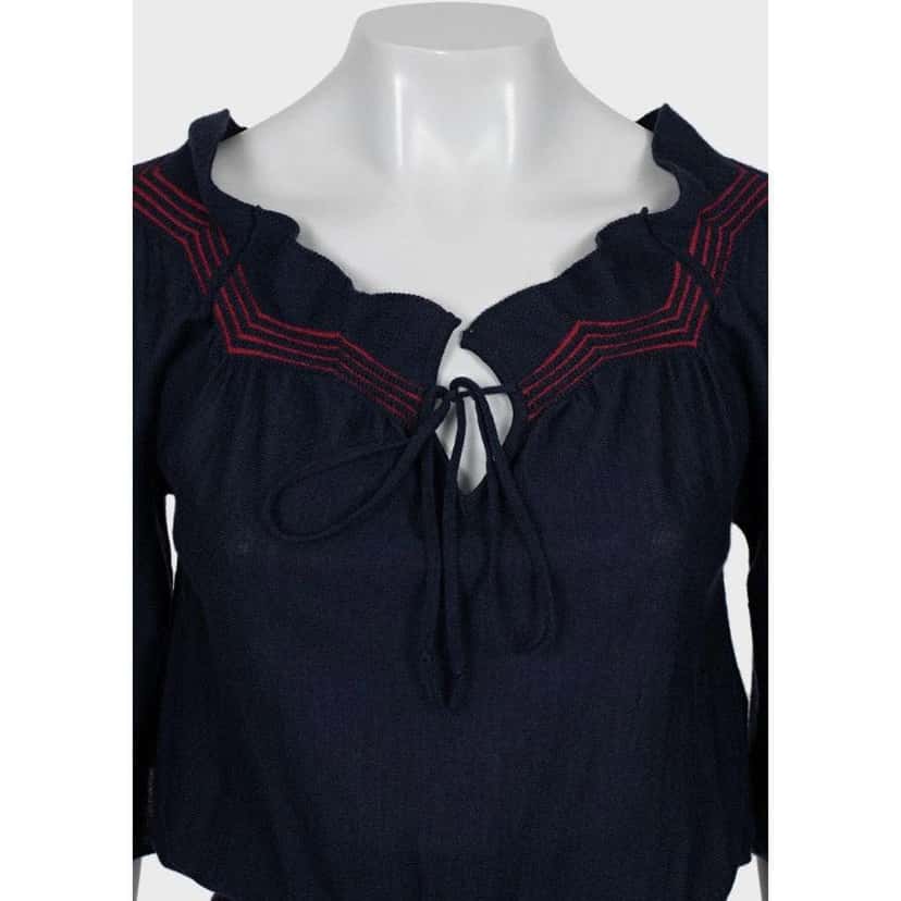 Dior Christian Striped Blouse Blue Silk Very good condition - Model View