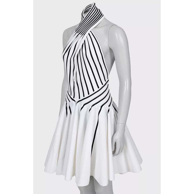 Bottega Veneta Striped Fitted Dress Black Very good condition - Back View