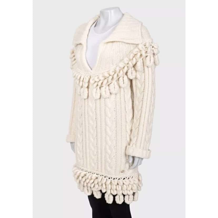 Chanel 2009 Knit Dress White Wool Very good condition - Model View