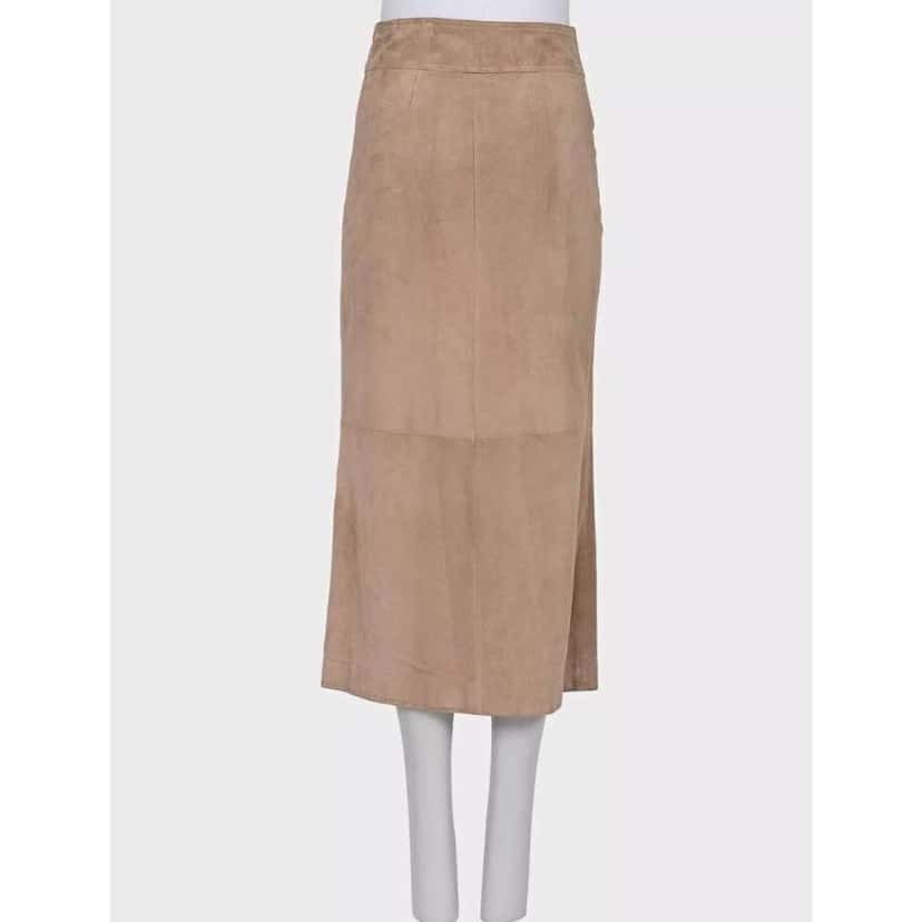Celine Snap Button Midi Skirt Beige Leather Very good condition - Inside View