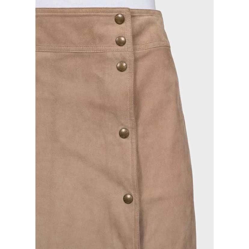 Celine Snap Button Midi Skirt Beige Leather Very good condition - Model View