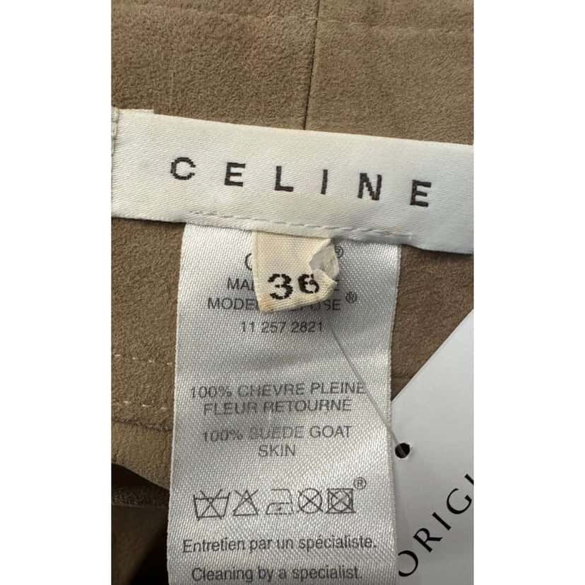 Celine Snap Button Midi Skirt Beige Leather Very good condition - Box View