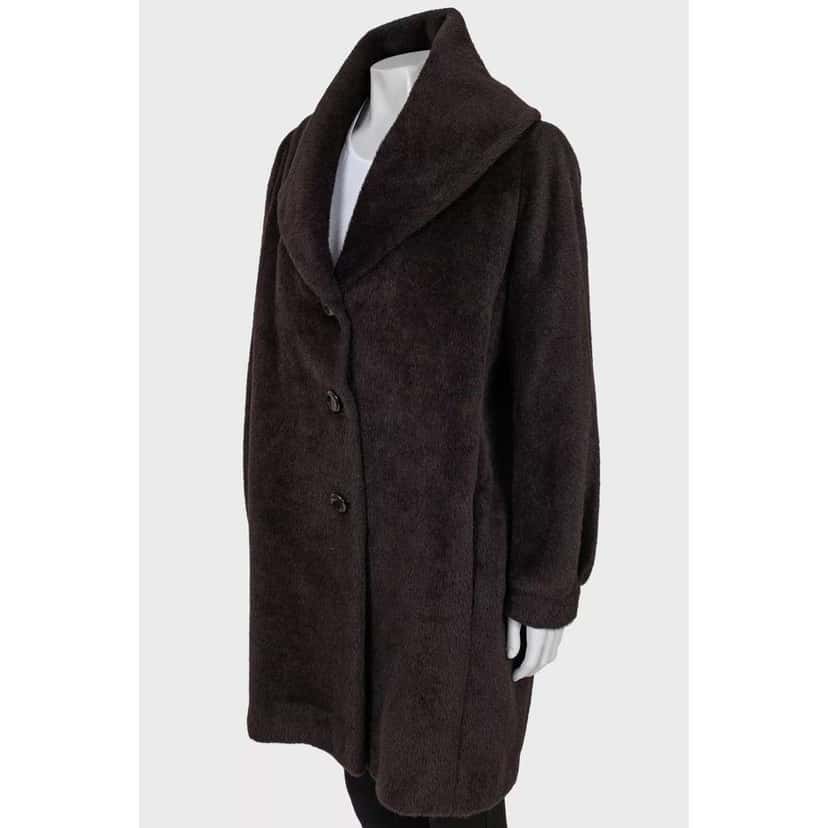 Max Mara Teddy Coat Brown Wool Very good condition - Back View