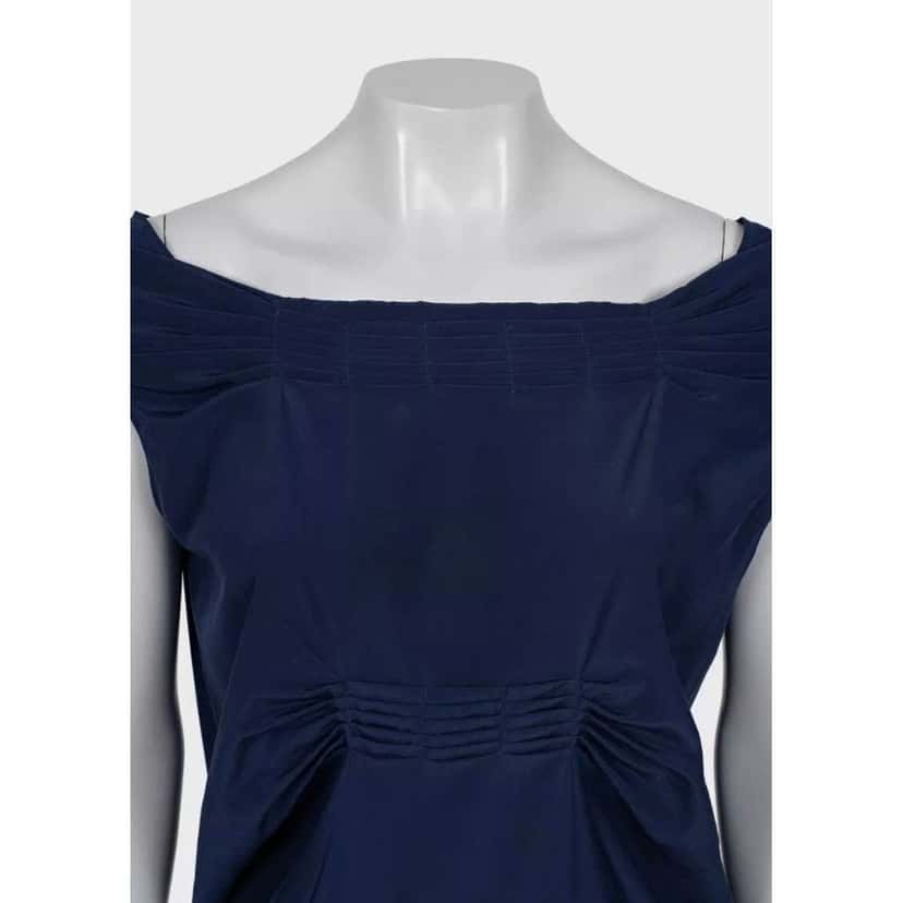 Saint Laurent Straight Loose Fit Dress Blue Cotton Very good condition - Model View