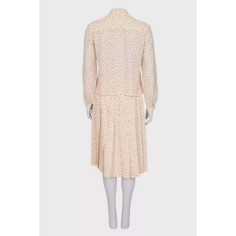 Celine Printed Blouse Skirt Set Beige Silk Very good condition - Inside View