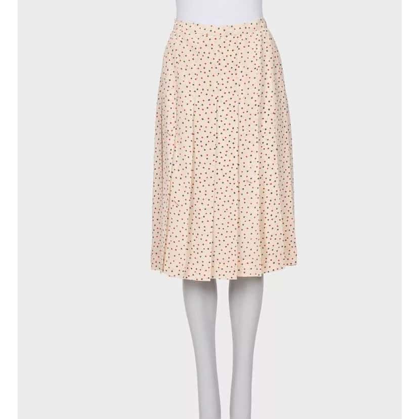 Celine Printed Blouse Skirt Set Beige Silk Very good condition - Model View