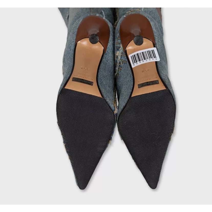 Dolce & Gabbana Pointed Stiletto Boots Blue Leather Very good condition - Box View