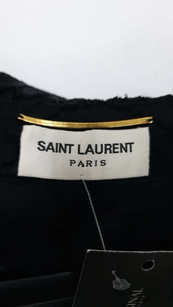 Saint Laurent Printed Mini Dress Black Cotton Very good condition - Box View