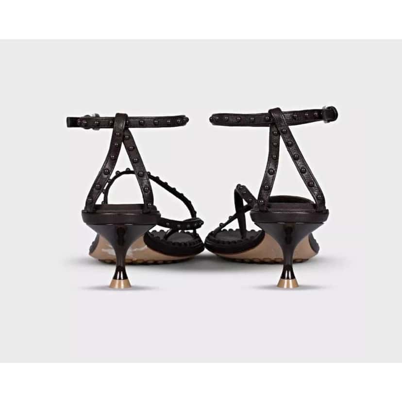 Bottega Veneta Kitten Heel Strappy Sandals Brown Leather Very good condition - Model View
