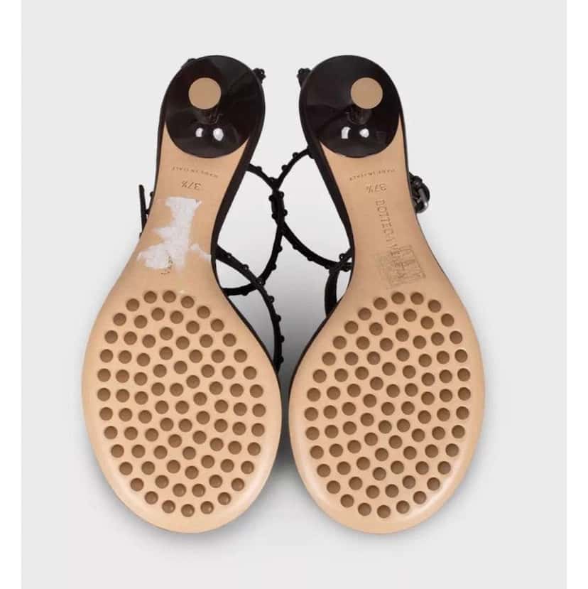 Bottega Veneta Kitten Heel Strappy Sandals Brown Leather Very good condition - Box View