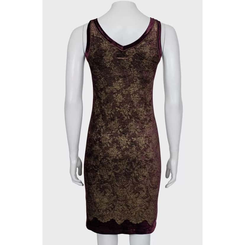 Jean Paul Gaultier Soleil Floral Dress Purple Cotton Good condition - Model View