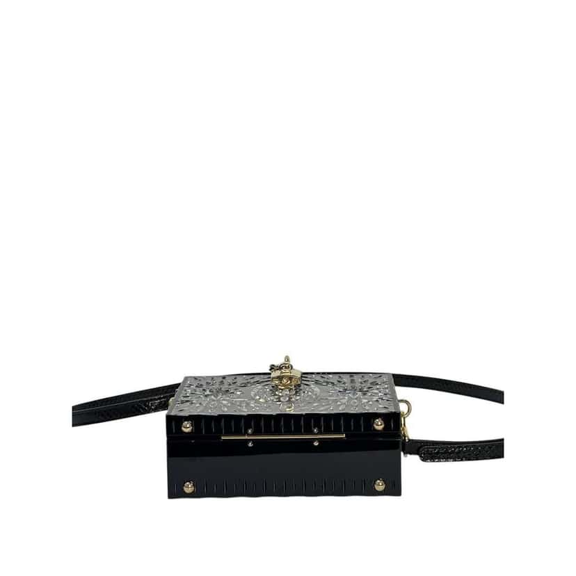 Dolce & Gabbana Sicily Clear Plexiglass Cinderella Clutch Black Leather Very good condition - Model View