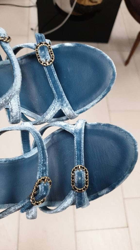 Chanel Sandals Blue Velvet Very good condition - Inside View