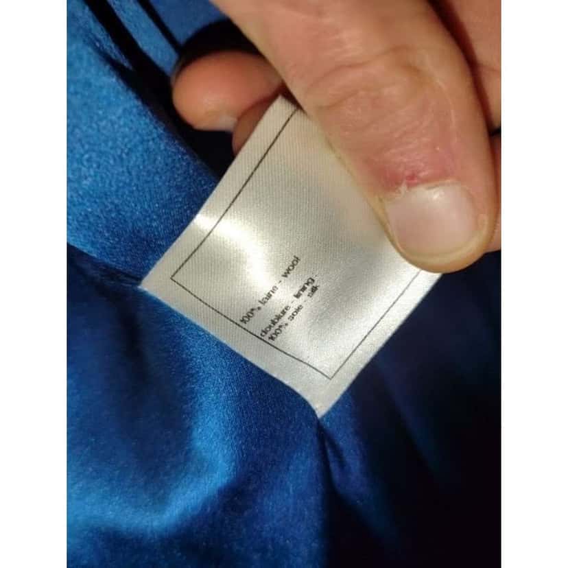 Chanel Cropped Double Breasted Coat Blue Silk Good condition - Box View