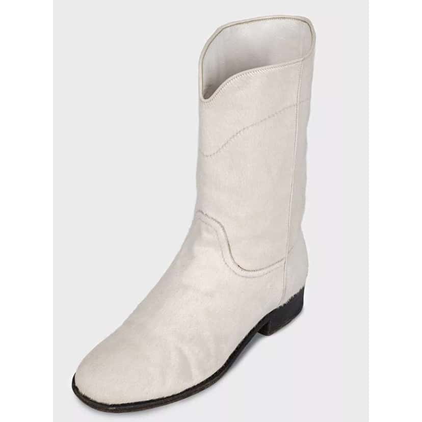 Chanel Textured Logo Boots White Leather Good condition - Inside View