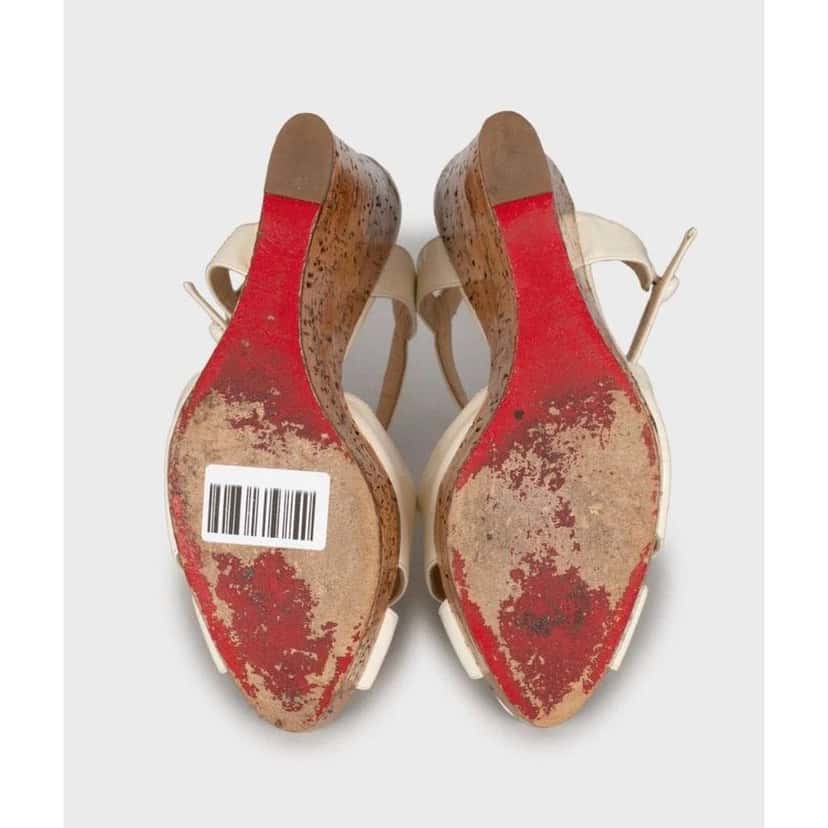 Christian Louboutin Wedge Sandals White Leather Very good condition - Box View