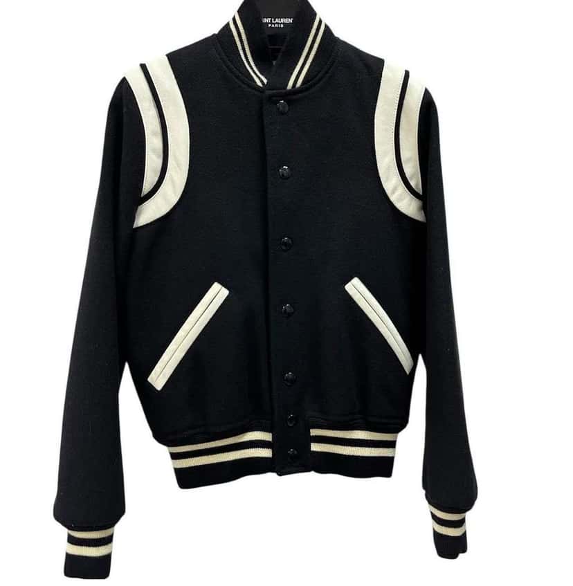Saint Laurent SLP Teddy Baseball Jacket Black Cotton Very good condition - Back View