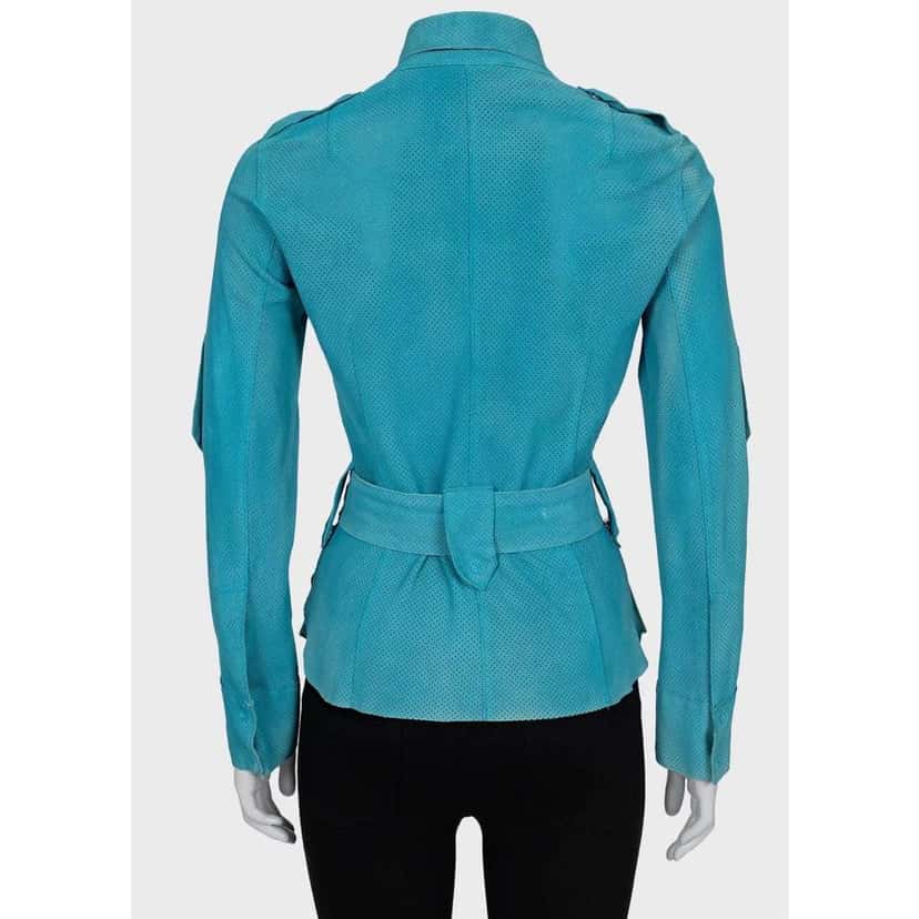 Dolce & Gabbana Perforated Shirt Light Blue Leather Good condition - Inside View