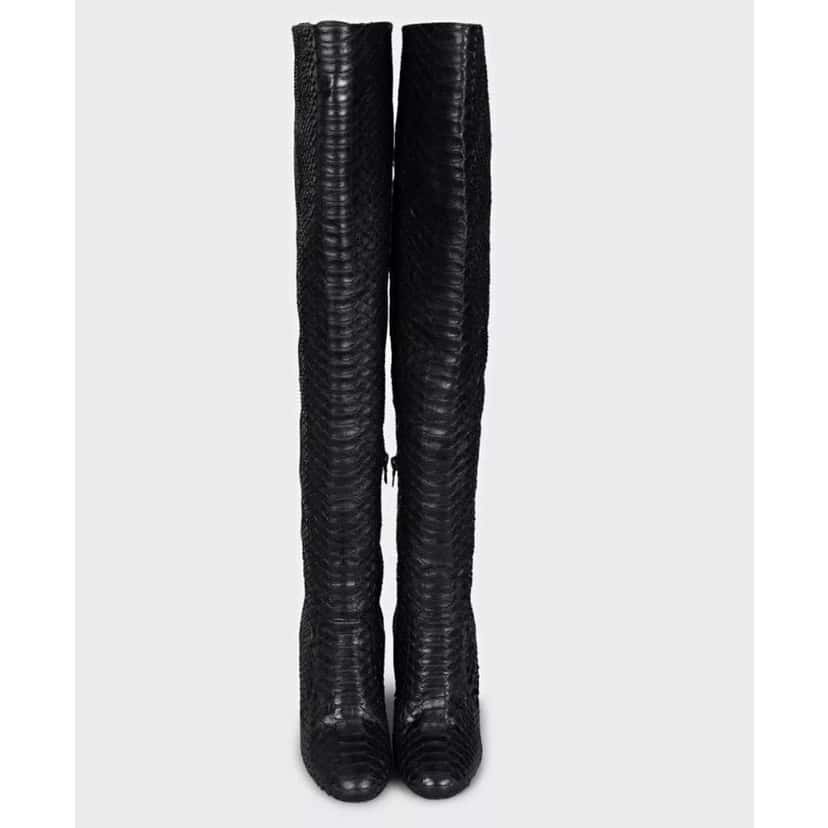 Dries Van Noten Over Knee Boots Black Leather Very good condition - Back View
