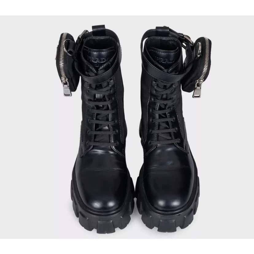 Prada Monolith Boots Black Leather Very good condition - Back View