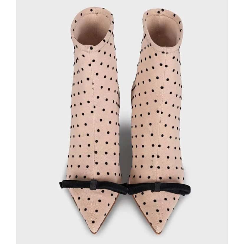 Valentino Garavani Valentino Bow Detail Ankle Boots Beige Leather Very good condition - Back View