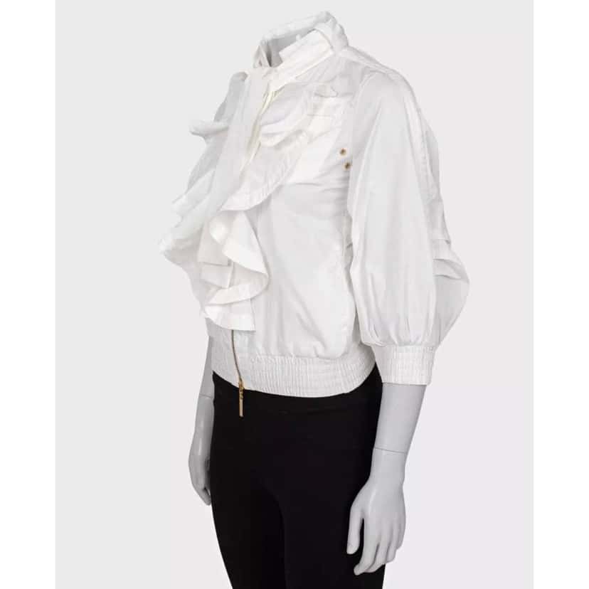Roberto Cavalli Ruffled Jacket White Cotton Very good condition - Back View