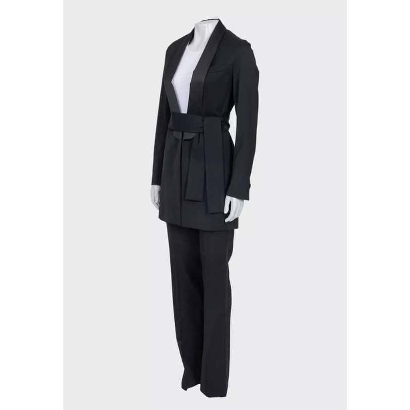 Saint Laurent Suit with Long Jacket Black Silk Very good condition - Back View