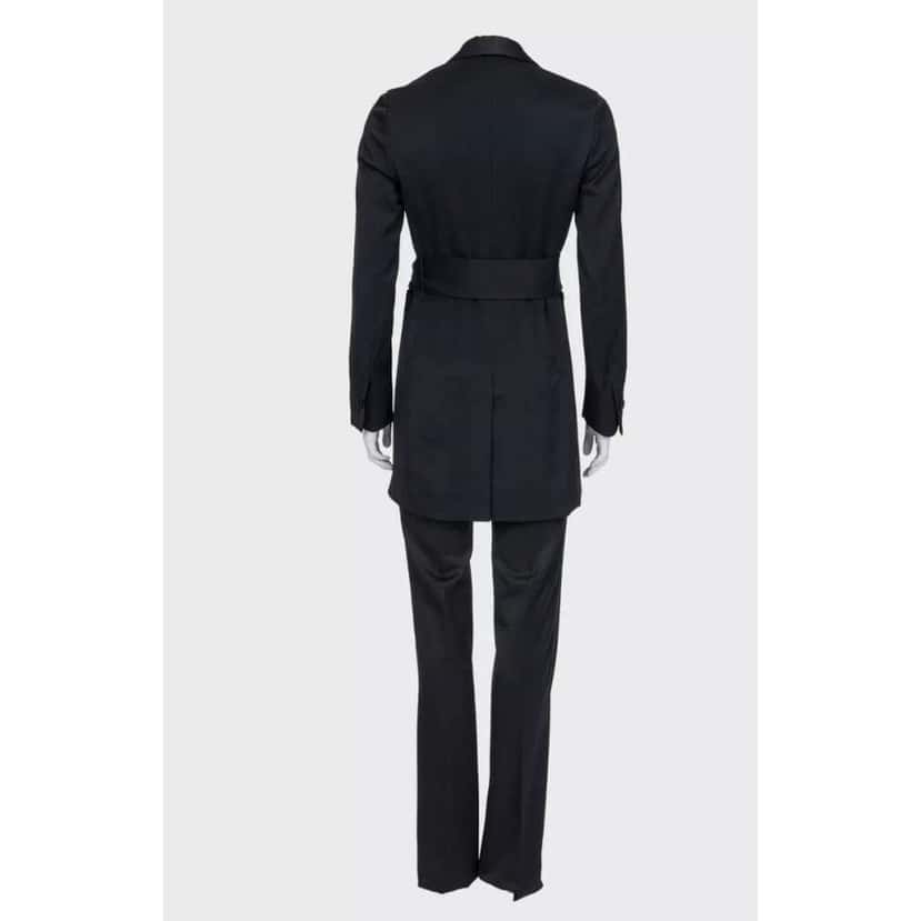 Saint Laurent Suit with Long Jacket Black Silk Very good condition - Inside View