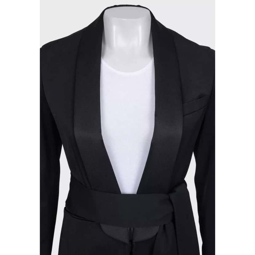 Saint Laurent Suit with Long Jacket Black Silk Very good condition - Box View