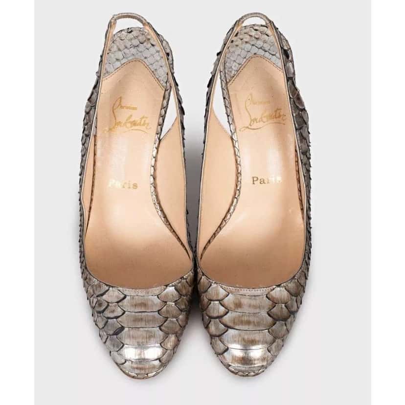 Christian Louboutin Slingback Heels Silver Leather Good condition - Back View