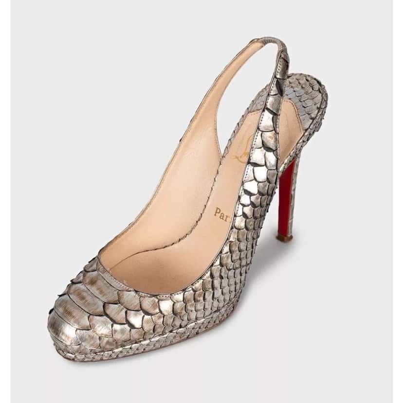 Christian Louboutin Slingback Heels Silver Leather Good condition - Inside View