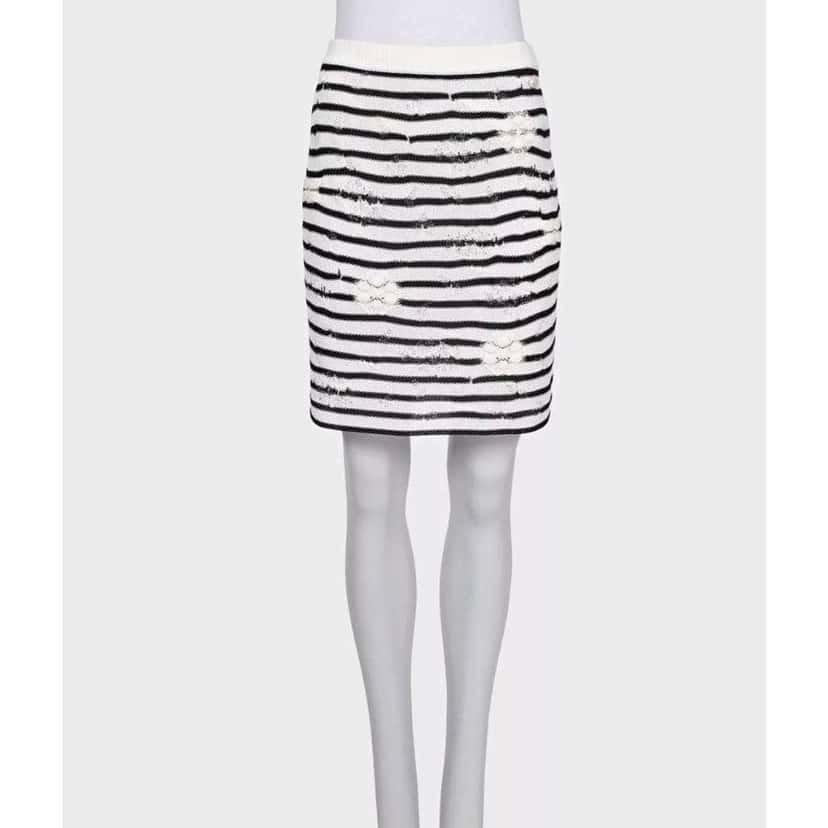 Chanel Striped Embroidered Suit Black Cotton Very good condition - Model View