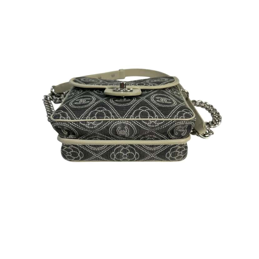 Chanel Camellia Double Side Flap Bag Camel Canvas Good condition - Box View