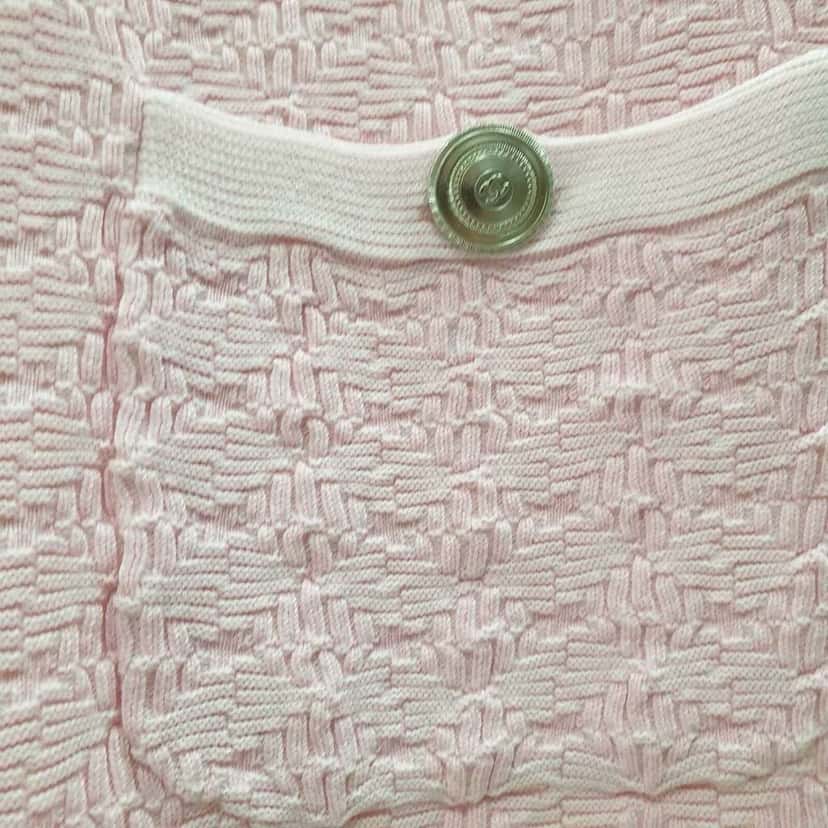 Chanel 2014 Dress Cardigan Suit Set Pink Cotton Very good condition - Inside View