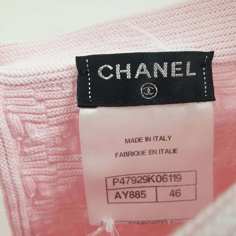 Chanel 2014 Dress Cardigan Suit Set Pink Cotton Very good condition - Box View