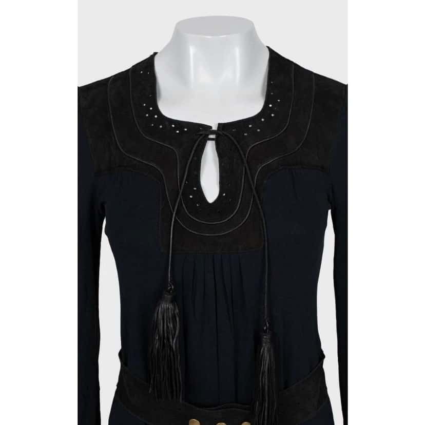 Gucci Fitted Dress with Faux Belt Blue Very good condition - Model View