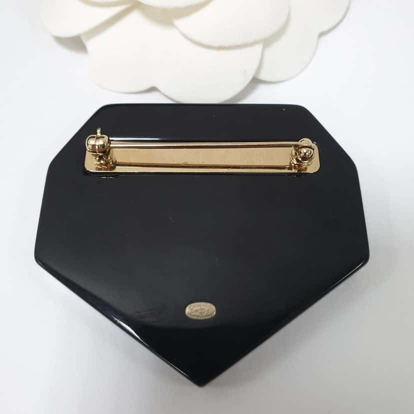 Chanel Coco Neige Crystals Brooch Black Very good condition - Inside View