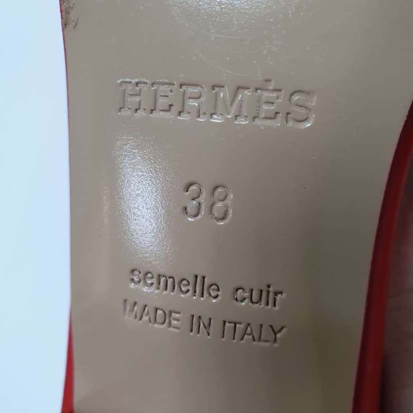 Hermès Hermes Mona Block Heel Slide Red Leather Very good condition - Model View