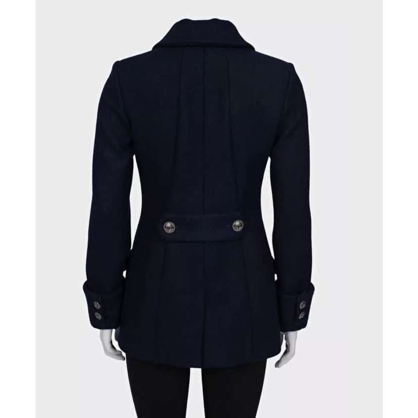 Chanel Double Breasted Coat Blue Silk Very good condition - Inside View