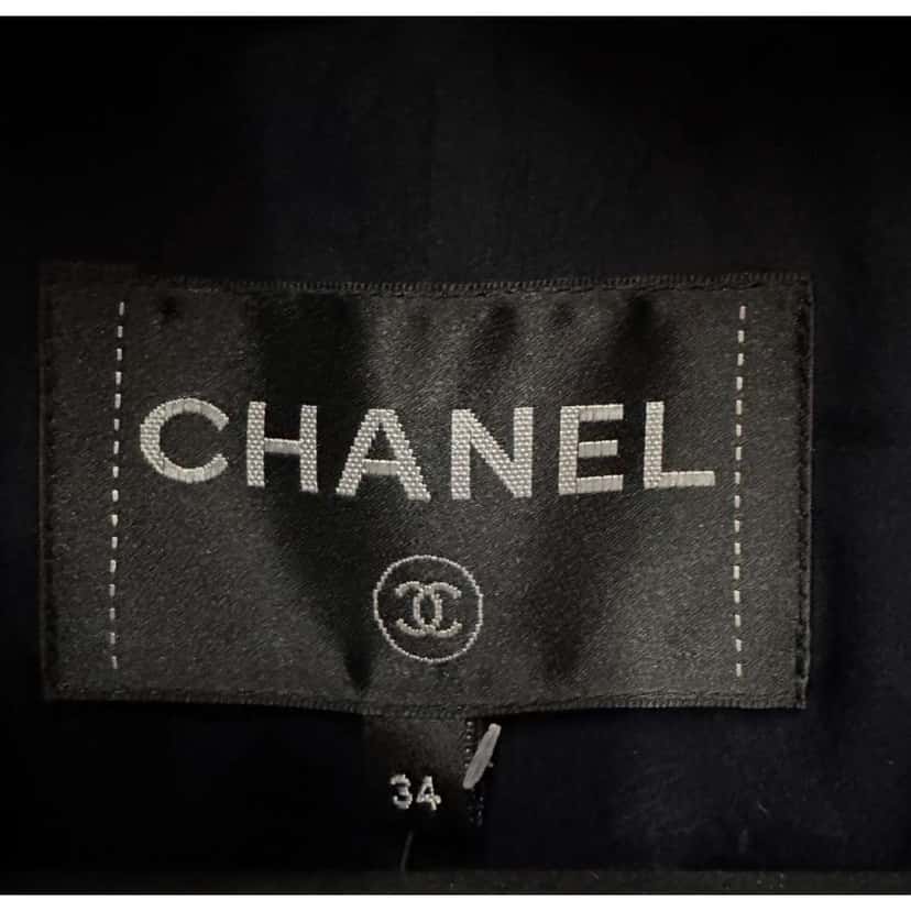 Chanel Double Breasted Coat Blue Silk Very good condition - Box View