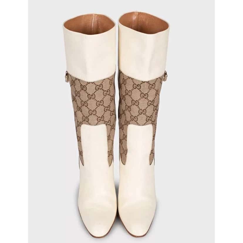 Gucci Ankle Boots White Leather Very good condition - Back View