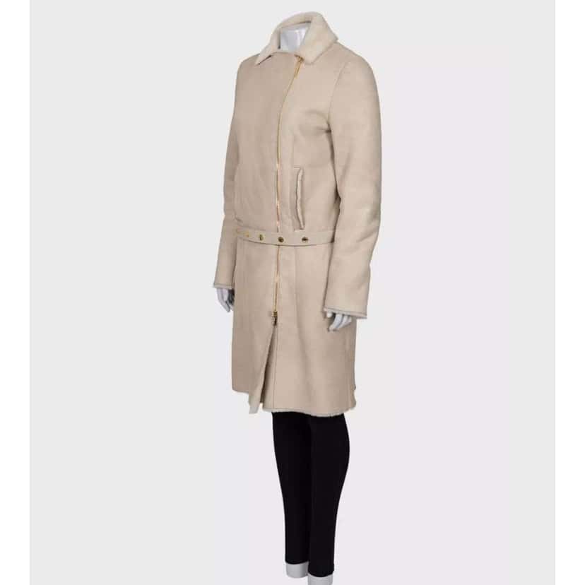 Gucci Zip Sleeve Coat Beige Leather Very good condition - Back View