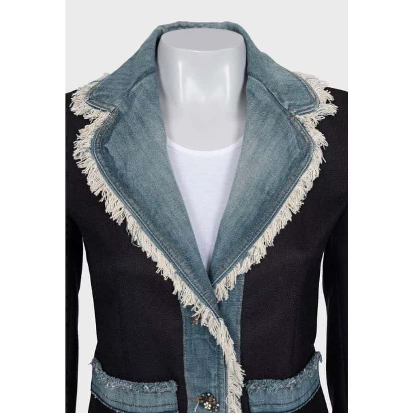 Dolce & Gabbana Fitted Insert Jacket Black Cotton Very good condition - Model View