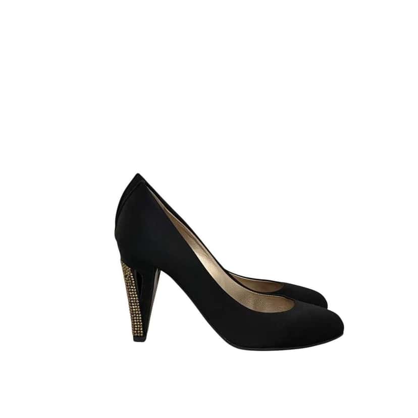 Chanel Pumps with Dazzling Heels EU Black Satin Very good condition - Back View