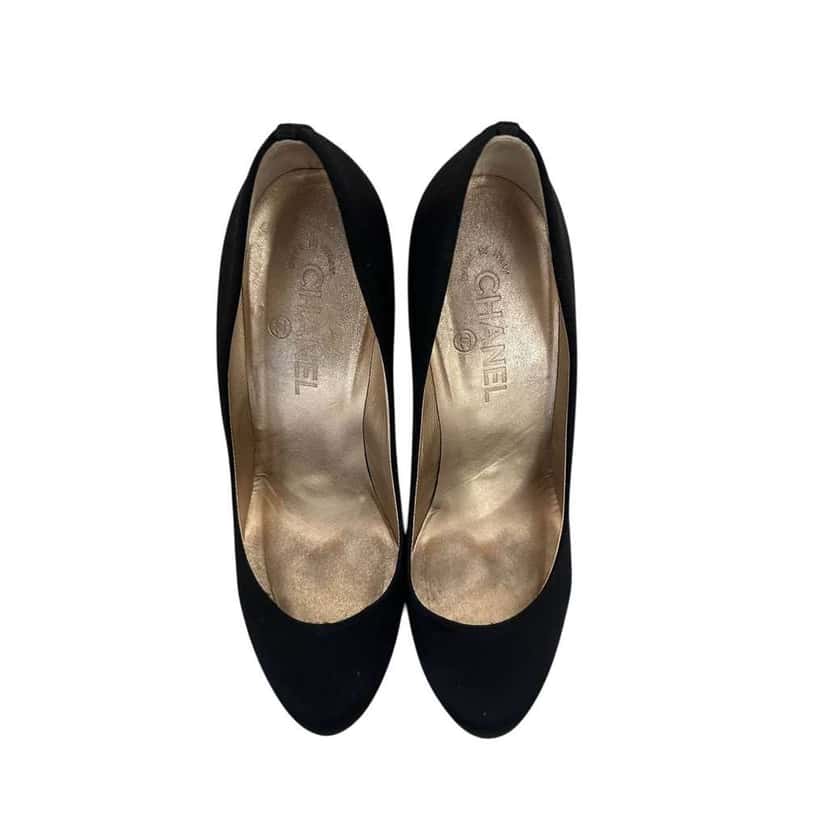 Chanel Pumps with Dazzling Heels EU Black Satin Very good condition - Inside View