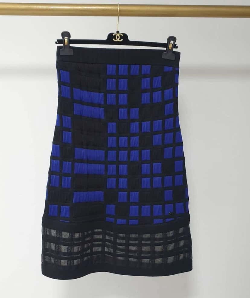 Chanel Multicoloured 2013 Geometric Checkered Cocktail Red Cotton Very good condition - Back View