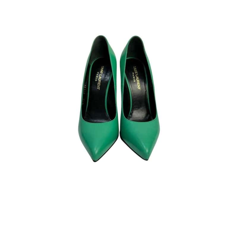 Saint Laurent Stiletto Pumps Green Leather Good condition - Inside View